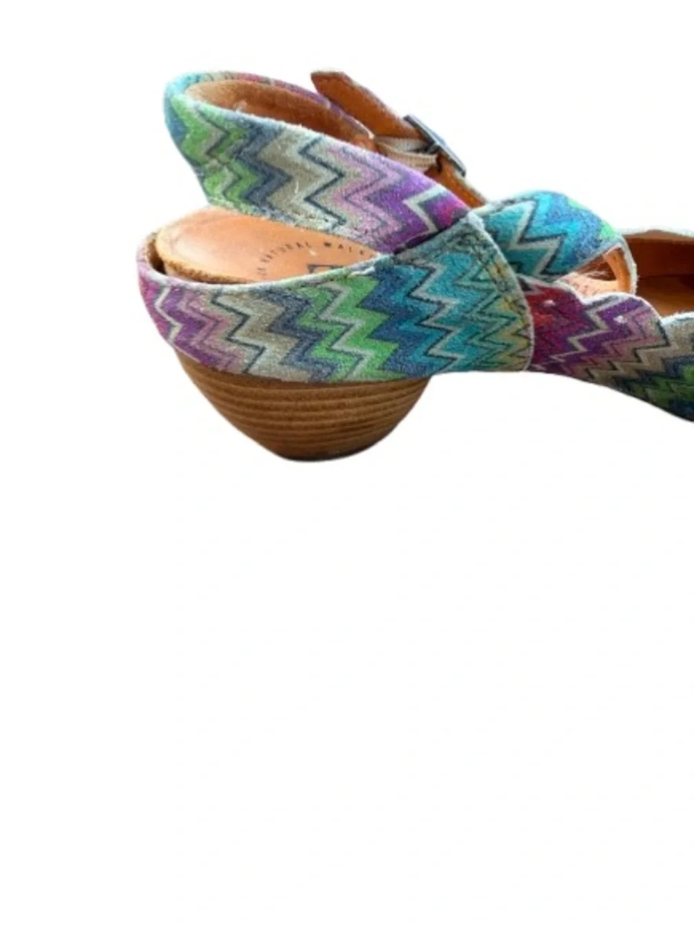Think! Multicolor Zigzag Slingback Wedge Sandals Scalloped Edge EU 41 US 10